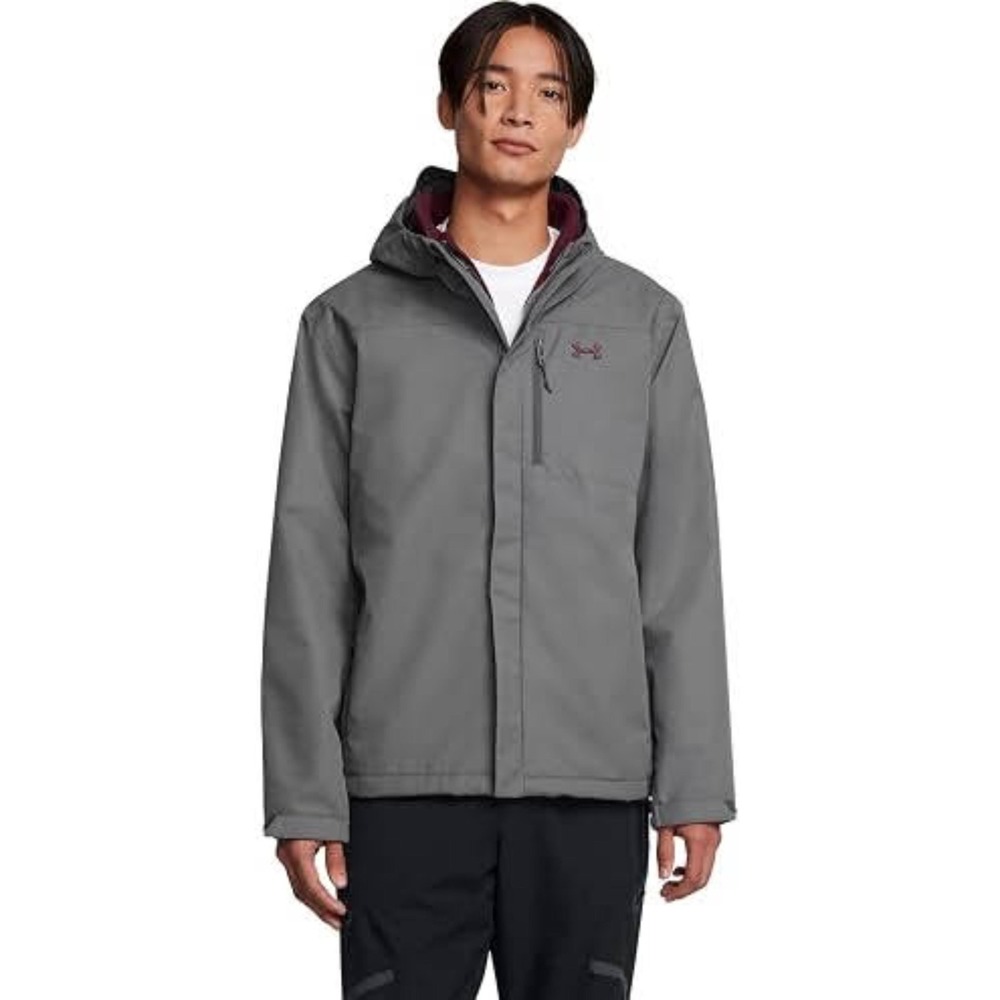 Mens Sz XL Under Armour Porter 3-in-1 2.0 Jacket Reversible Gray Red 1371585-025